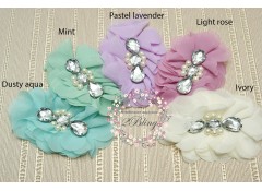 Victorian-Blingy Chiffon Flower, 13x8cm, Pack of 2